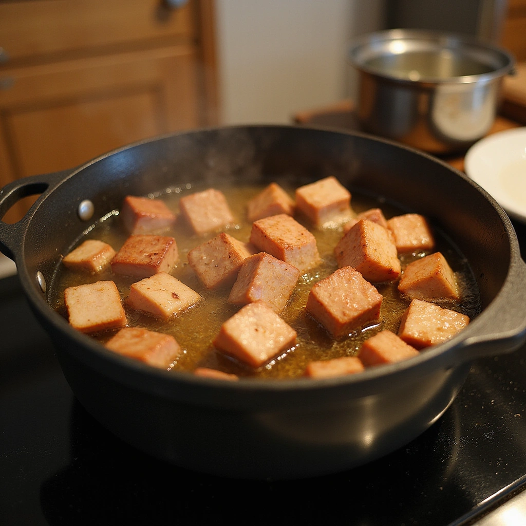 Chinese Braised Pork Belly Recipe Melt in Your Mouth Flavor - Step 3: Sear the Pork Belly