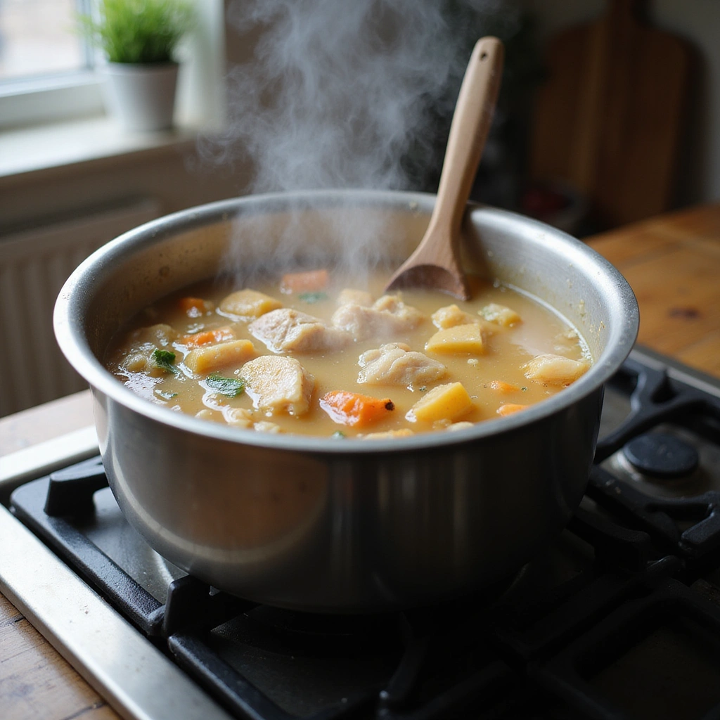 Chinese Chicken and Corn Soup Recipe Creamy and Comforting 4 Chinese Chicken and Corn Soup Recipe Creamy and Comforting - Step 4: Heat the Broth