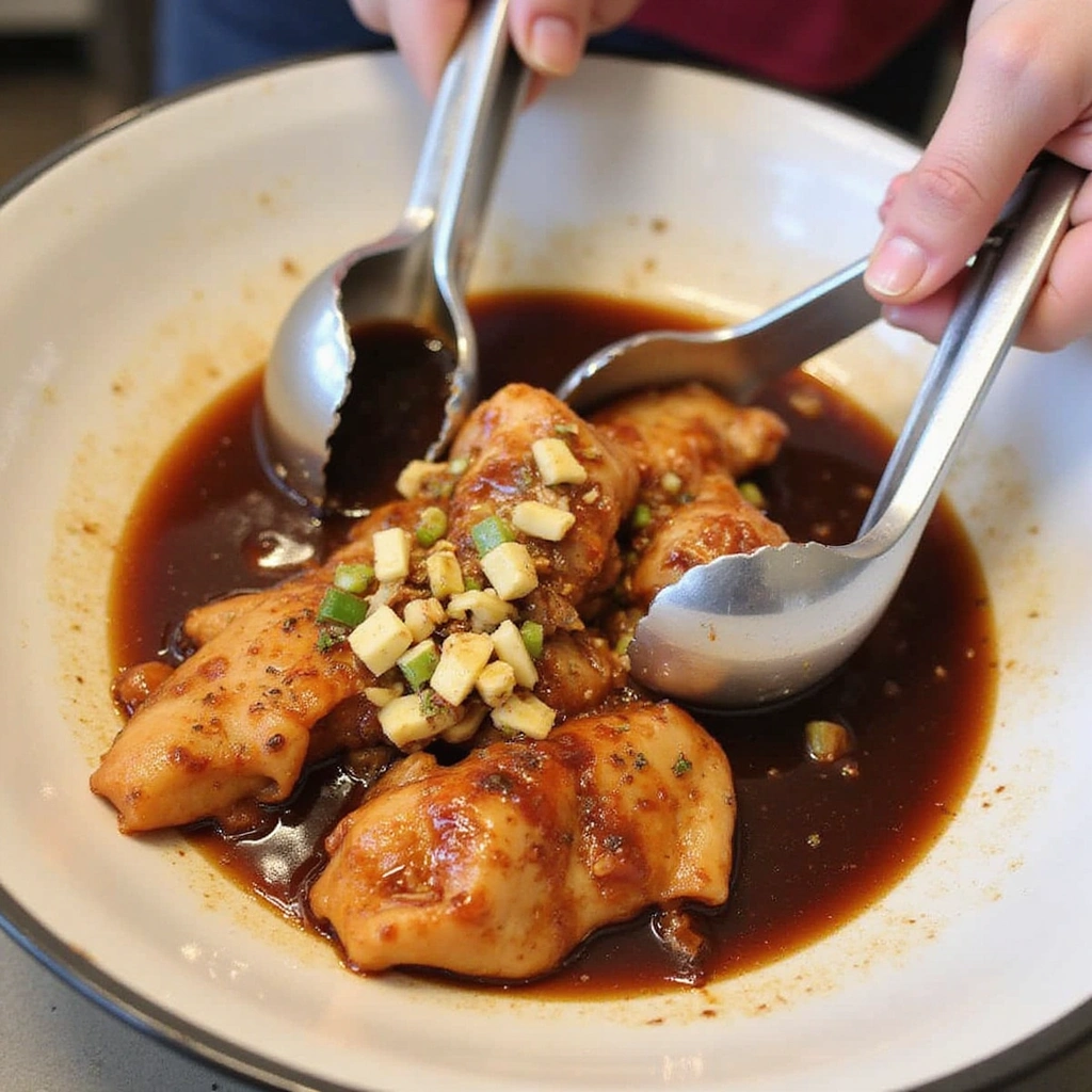 Chinese Chicken and Eggplant Recipe Simple and Tasty 2 Chinese Chicken and Eggplant Recipe Simple and Tasty - Step 2: Marinate the Chicken