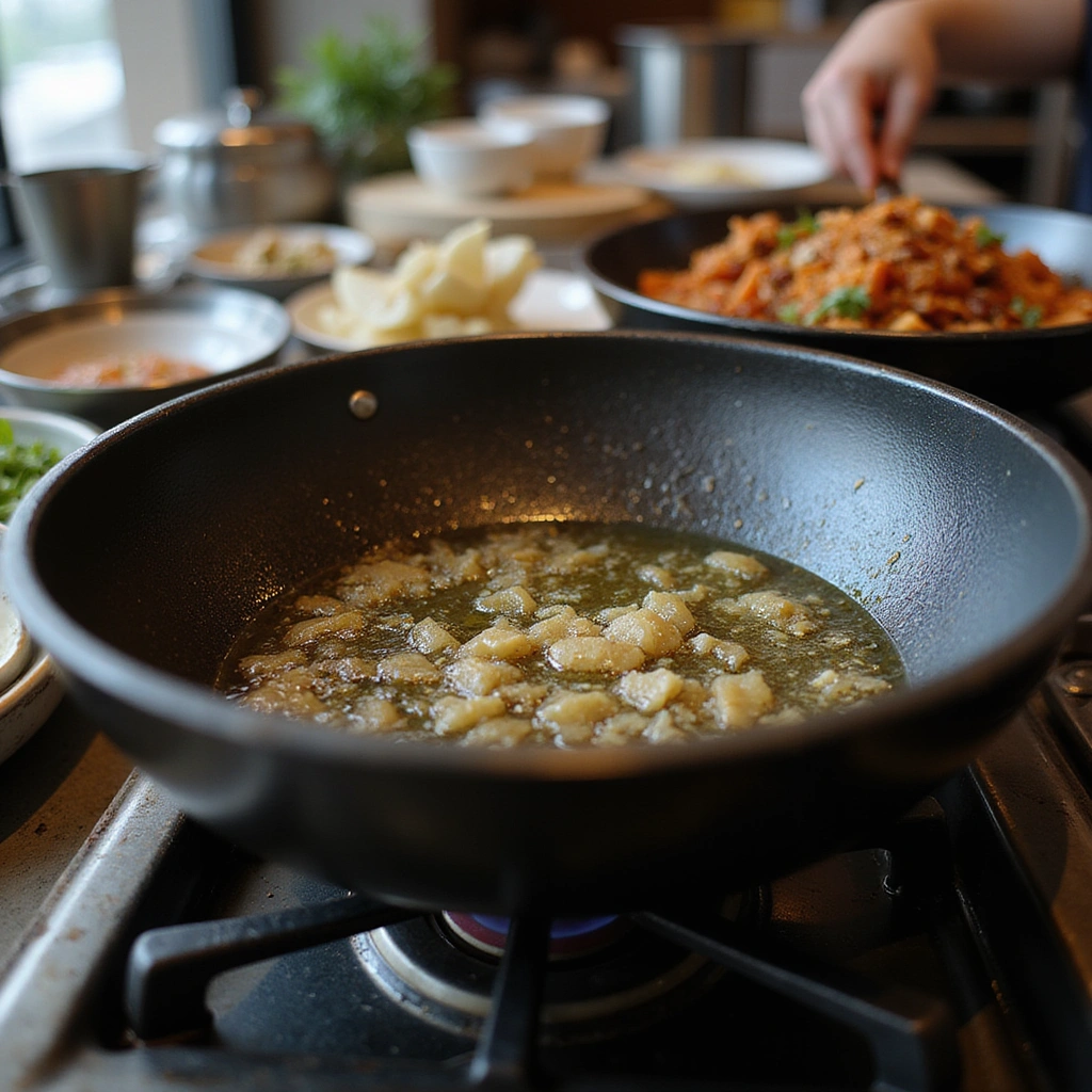 Chinese Chicken and Eggplant Recipe Simple and Tasty 3 Chinese Chicken and Eggplant Recipe Simple and Tasty - Step 3: Heat the Wok