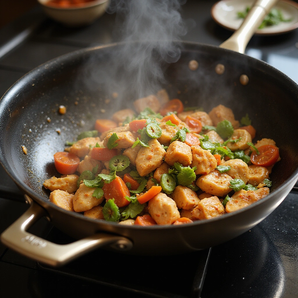 Chinese Chicken and Eggplant Recipe Simple and Tasty 5 Chinese Chicken and Eggplant Recipe Simple and Tasty - Step 5: Add Vegetables