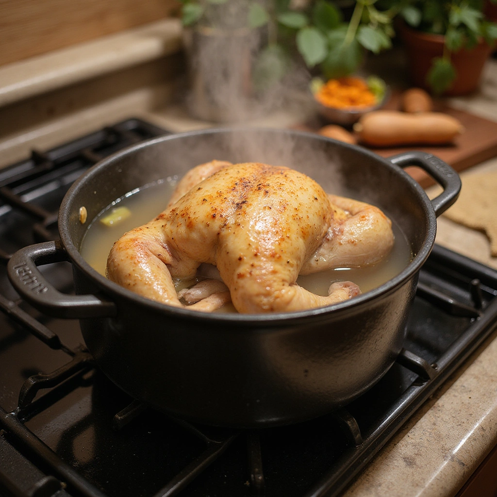 Chinese Cold Ginger Chicken Recipe Authentic and Refreshing - Step 2: Poach the Chicken