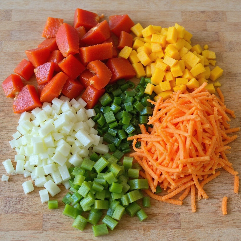 Chinese Crab Meat Recipes Easy and Delicious at Home 2 Chinese Crab Meat Recipes Easy and Delicious at Home - Step 2: Chop Vegetables