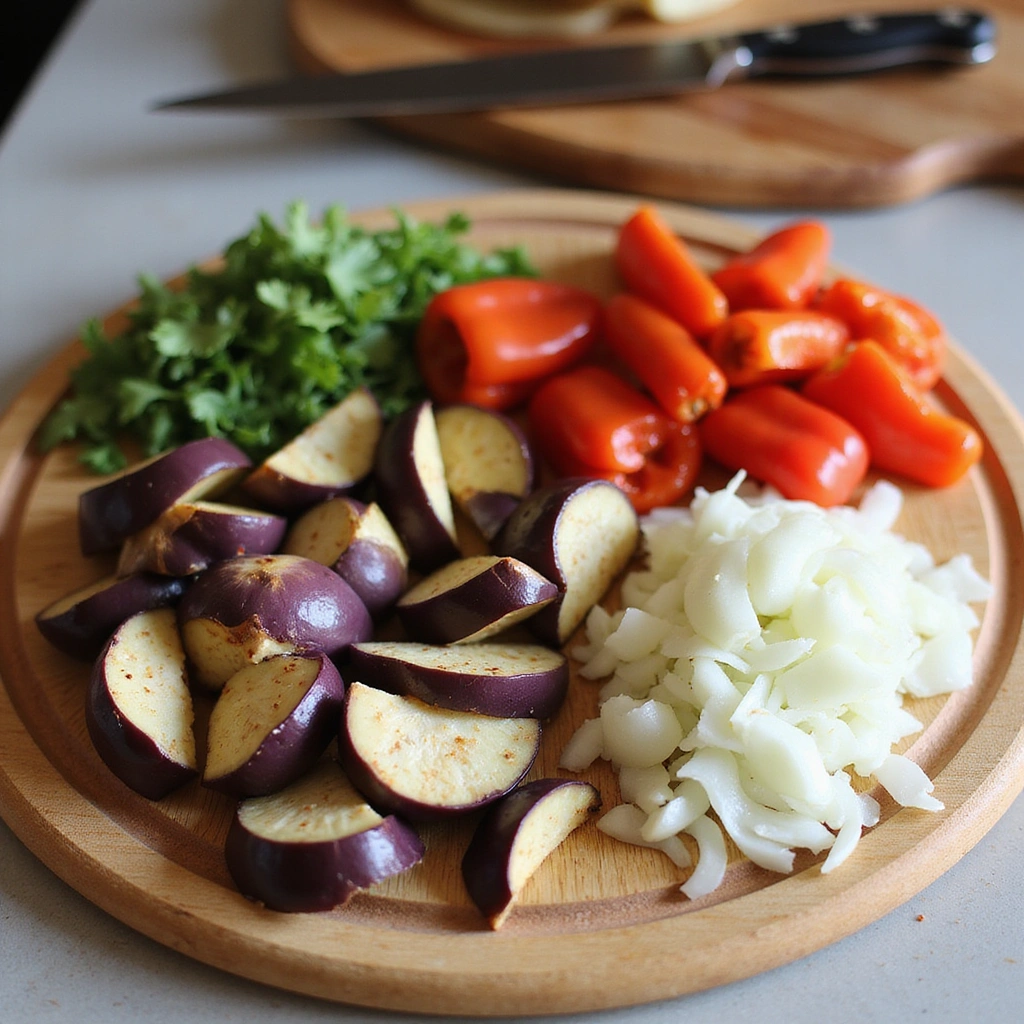 Chinese Eggplant and Tofu Stir Fry Recipe Healthy and Easy - Step 2: Slice Vegetables
