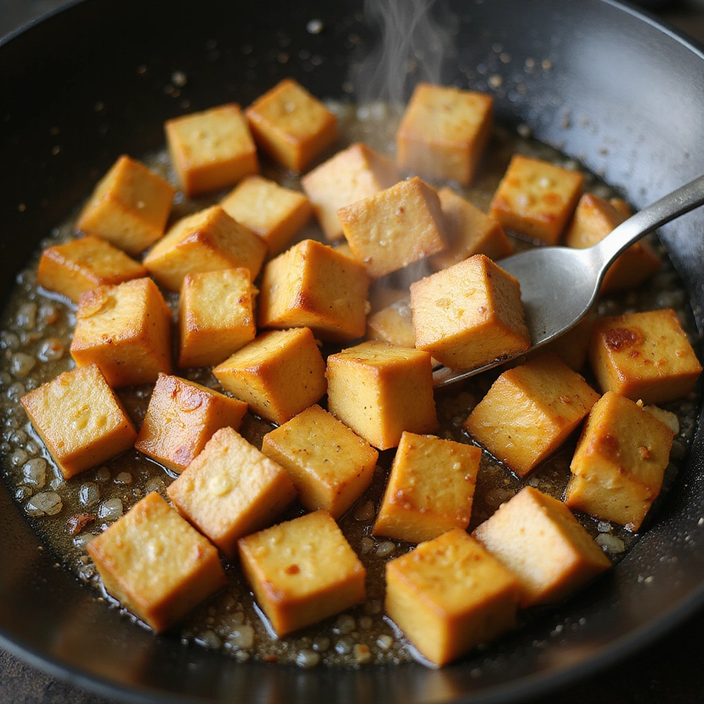 Chinese Eggplant and Tofu Stir Fry Recipe Healthy and Easy - Step 5: Cook Tofu