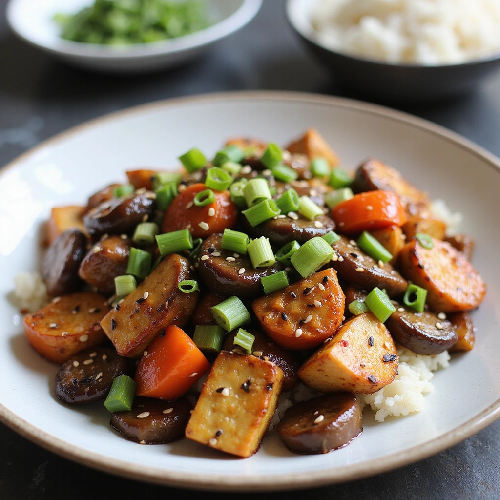 Chinese Eggplant and Tofu Stir Fry Recipe Healthy and Easy - Step 8: Serve and Garnish