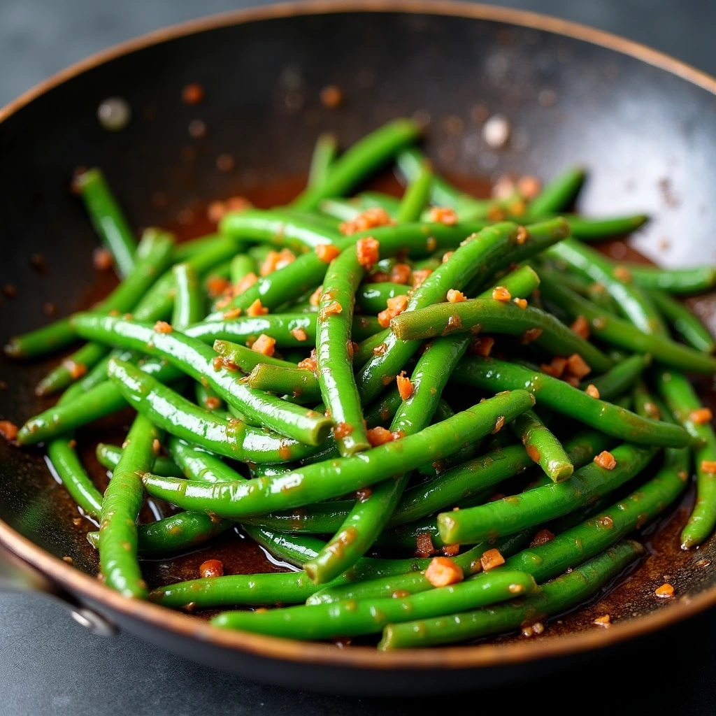 Chinese Green Bean Recipe Asian Style Crispy and Savory 7 Chinese Green Bean Recipe Asian Style Crispy and Savory - Step 7: Finish with Sesame Oil