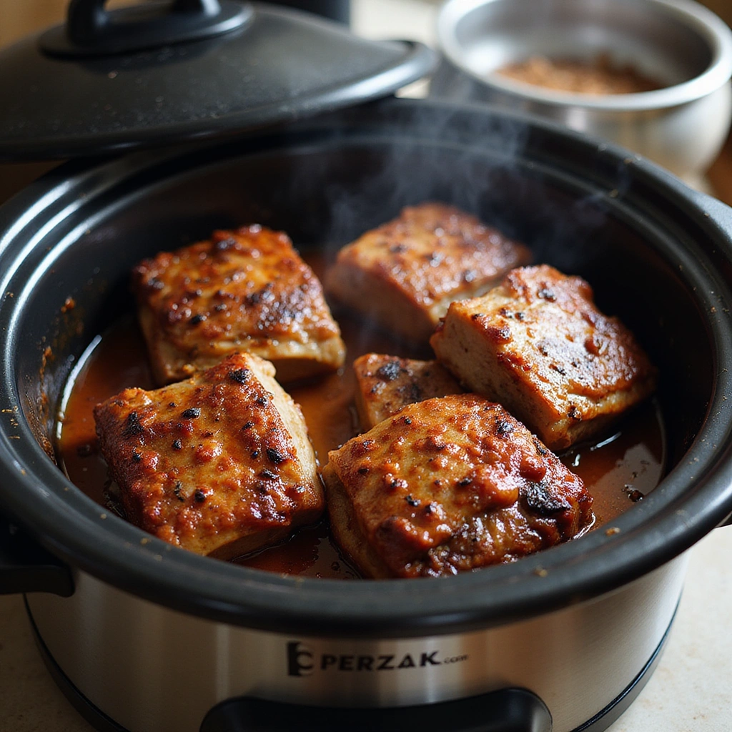 Chinese Pork Spare Ribs Recipe Tender Juicy and Flavorful - Step 5: Transfer to Slow Cooker