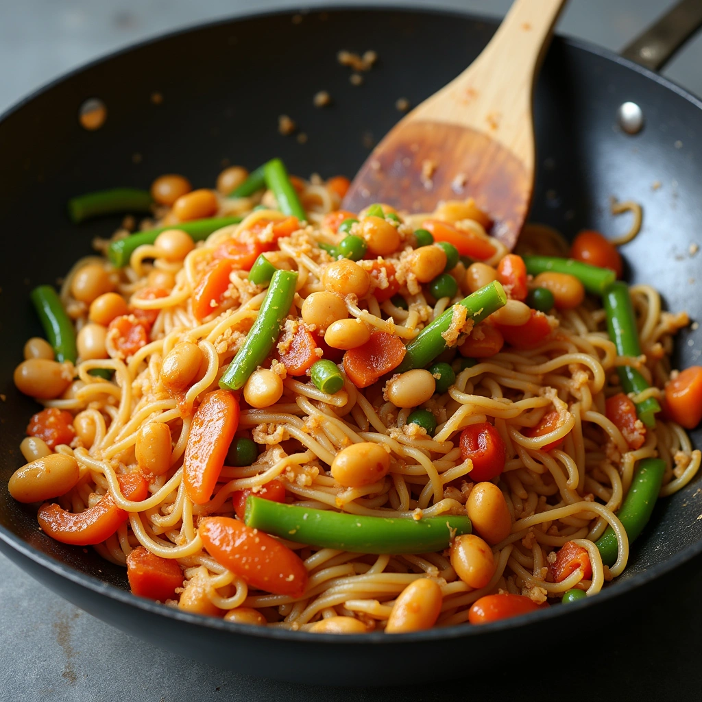 Chinese Red Noodle Beans Recipes Unique and Tasty - Step 7: Add the Noodles and Seasonings