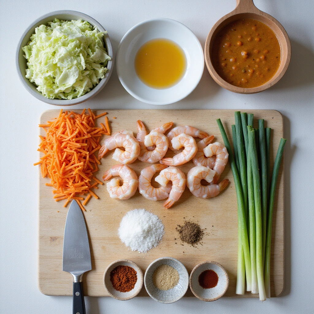 Chinese Shrimp Egg Roll Recipe Homemade and Crispy 1 Chinese Shrimp Egg Roll Recipe Homemade and Crispy - Step 1: Prepare Ingredients