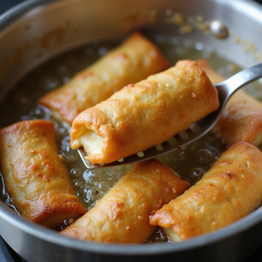 Chinese Shrimp Egg Roll Recipe Homemade and Crispy 5 Chinese Shrimp Egg Roll Recipe Homemade and Crispy - Step 5: Fry the Egg Rolls