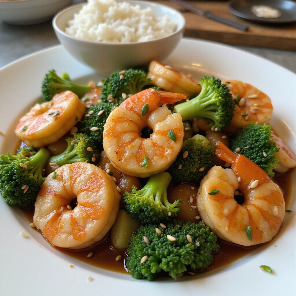 Chinese Shrimp and Broccoli Recipe Light Healthy and Delicious - Step 8: Serve and Garnish
