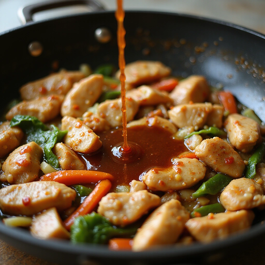 Easy Chinese Chicken Cabbage Stir Fry for Busy Nights - Step 5: Pour in the Sauce