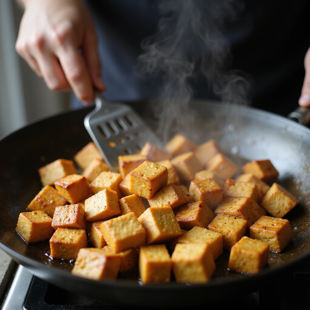 Easy Chinese Tofu Stir Fry Recipe Healthy and Protein Packed - Step 5: Cook the Tofu