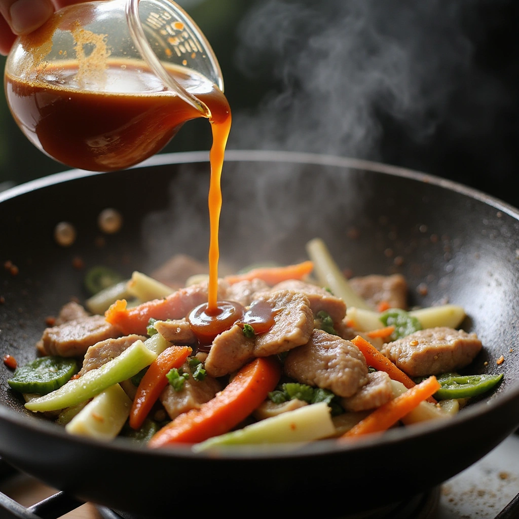 Leftover Pork Roast Chinese Recipes Creative and Delicious - Step 7: Pour Sauce