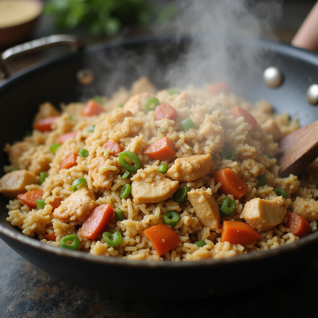 Quick Chicken Fried Rice Chinese Recipe Ready in Minutes - Step 6: Add the Rice