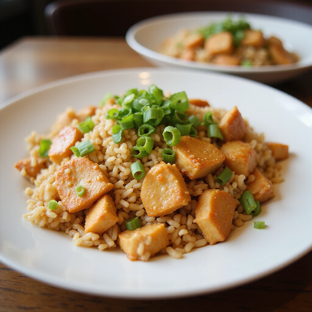 Quick Chicken Fried Rice Chinese Recipe Ready in Minutes - Step 8: Garnish and Serve