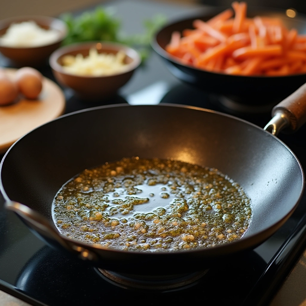 Simple Chinese Egg Noodle Stir Fry Full of Flavor 2 Simple Chinese Egg Noodle Stir Fry Full of Flavor - Step 2: Heat the Wok