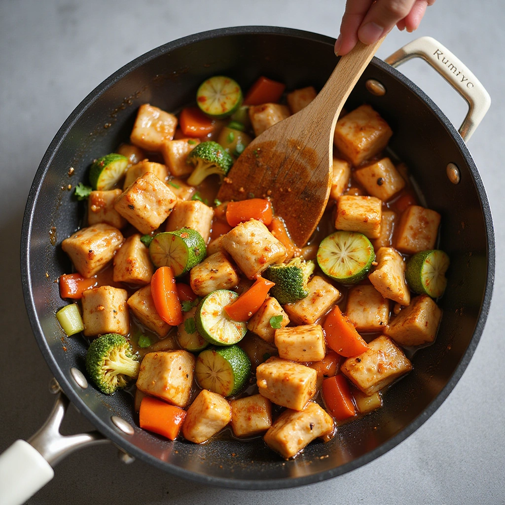 Sweet and Sour Chicken Chinese Recipe Quick and Delicious 7 Sweet and Sour Chicken Chinese Recipe Quick and Delicious - Step 7: Combine Chicken and Sauce