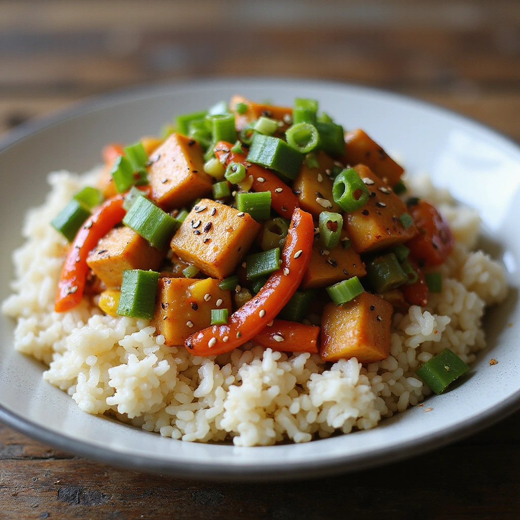 Vegan Chinese New Year Recipes Colorful Festive and Delicious - Step 6: Serve with Rice