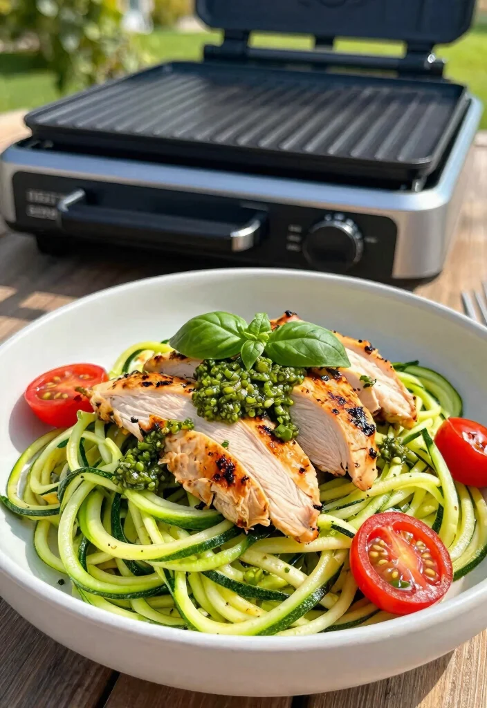 10 Keto Blackstone Recipes for Fast Outdoor Cooking 90 10 Keto Blackstone Recipes for Fast Outdoor Cooking - 9. Zucchini Noodles with Pesto Chicken 1