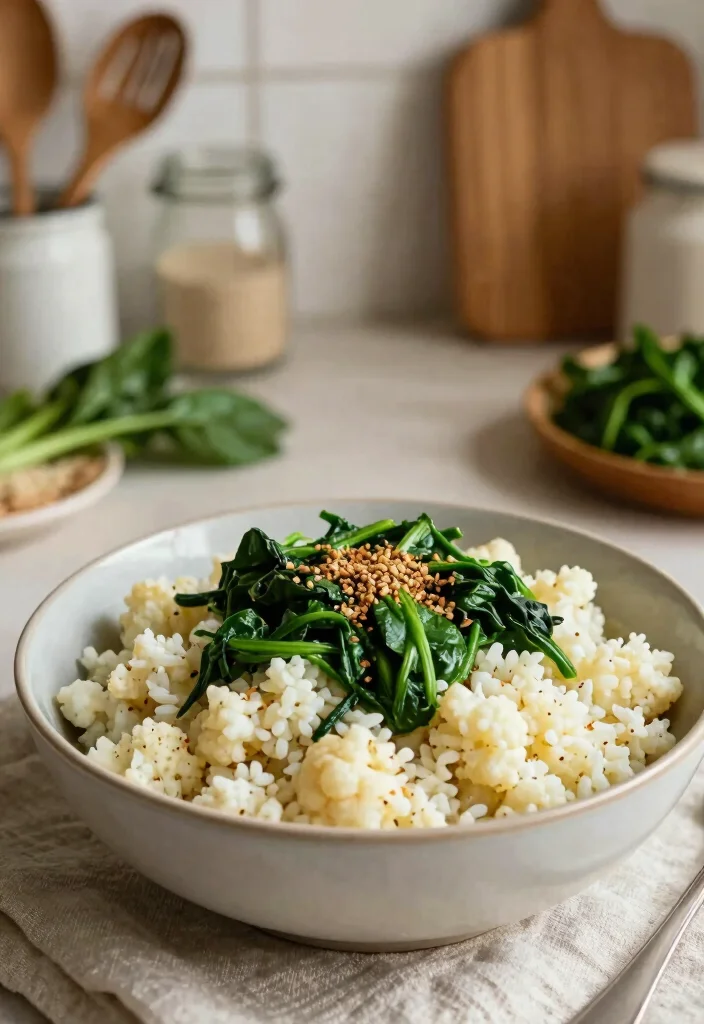 10 Keto Bowl Recipes for Quick Low Carb Meals - 5. Creamy Cauliflower and Spinach Bowl 1