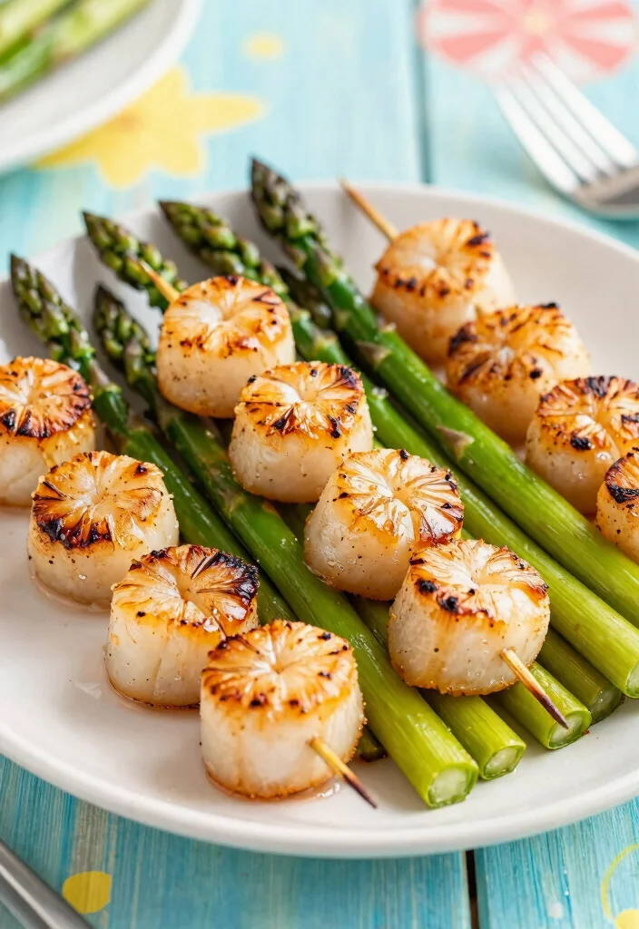 10 Keto Scallop Recipes for Elegant Low Carb Dinners - 5. Scallop and Asparagus Skewers 1