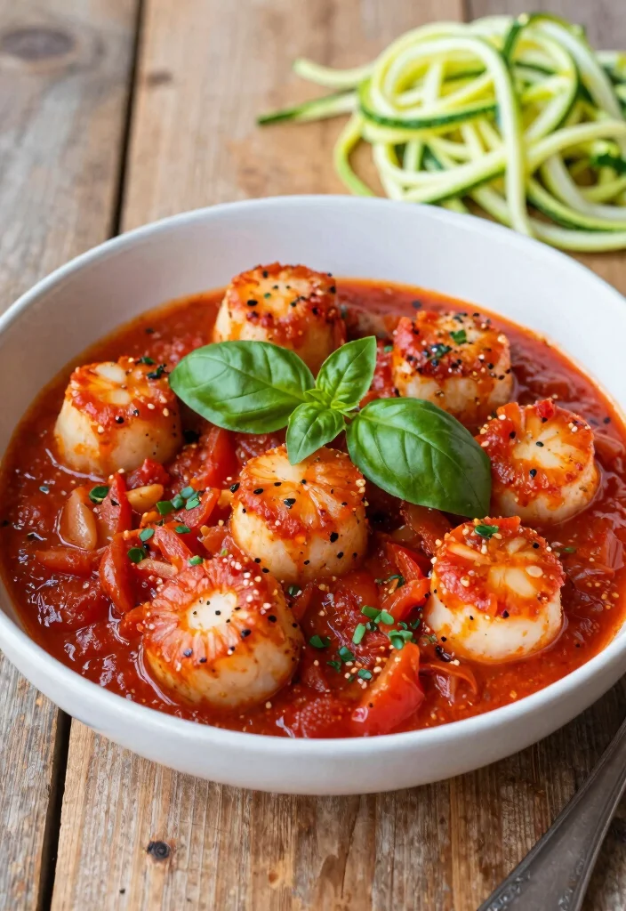 10 Keto Scallop Recipes for Elegant Low Carb Dinners - 6. Scallops in Tomato Basil Sauce 1