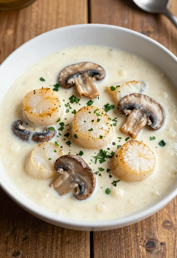 10 Keto Scallop Recipes for Elegant Low Carb Dinners - 9. Mushroom Cream Scallops 1