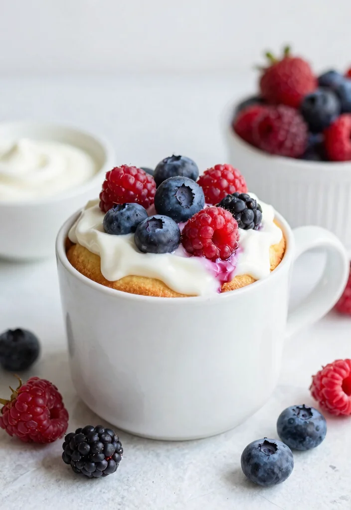 10 Microwave Dessert Recipes for Fast Sweet Fixes - 10. Berry Yogurt Mug Cake 1
