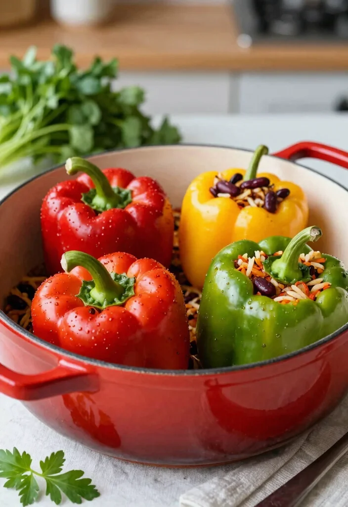 10 Vegan Dutch Oven Recipes for Hearty Plant Based Cooking - 9. Stuffed Bell Peppers with Rice and Beans 1