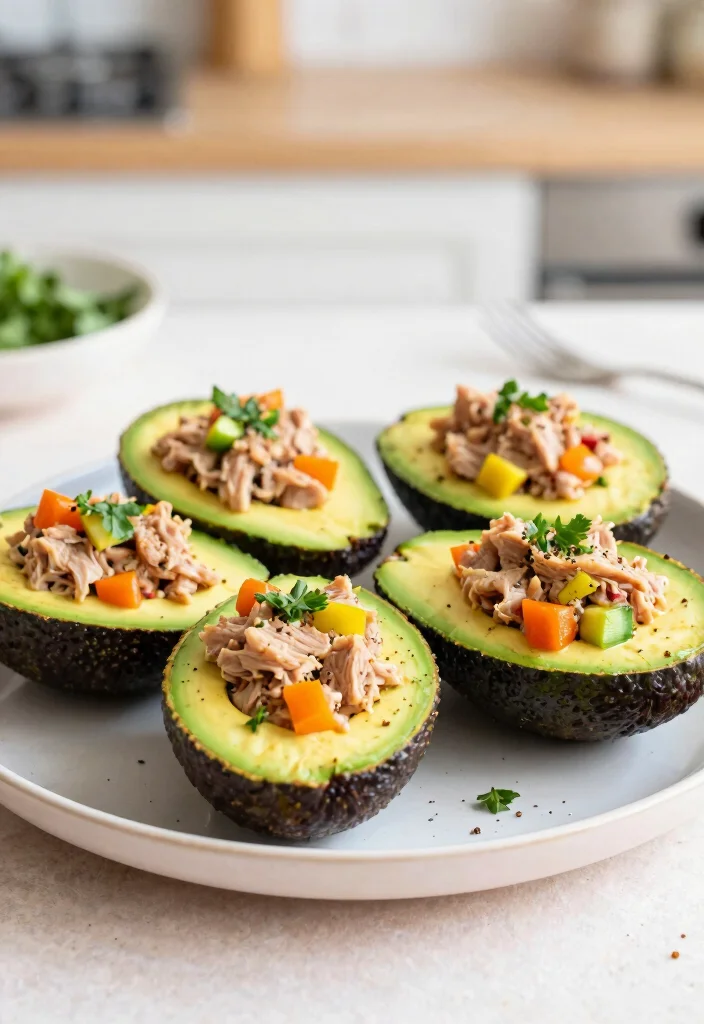 12 Avocado Dinner Recipes for Creamy Savory Dishes 56 12 Avocado Dinner Recipes for Creamy Savory Dishes - 6. Stuffed Avocado with Tuna and Veggies 1