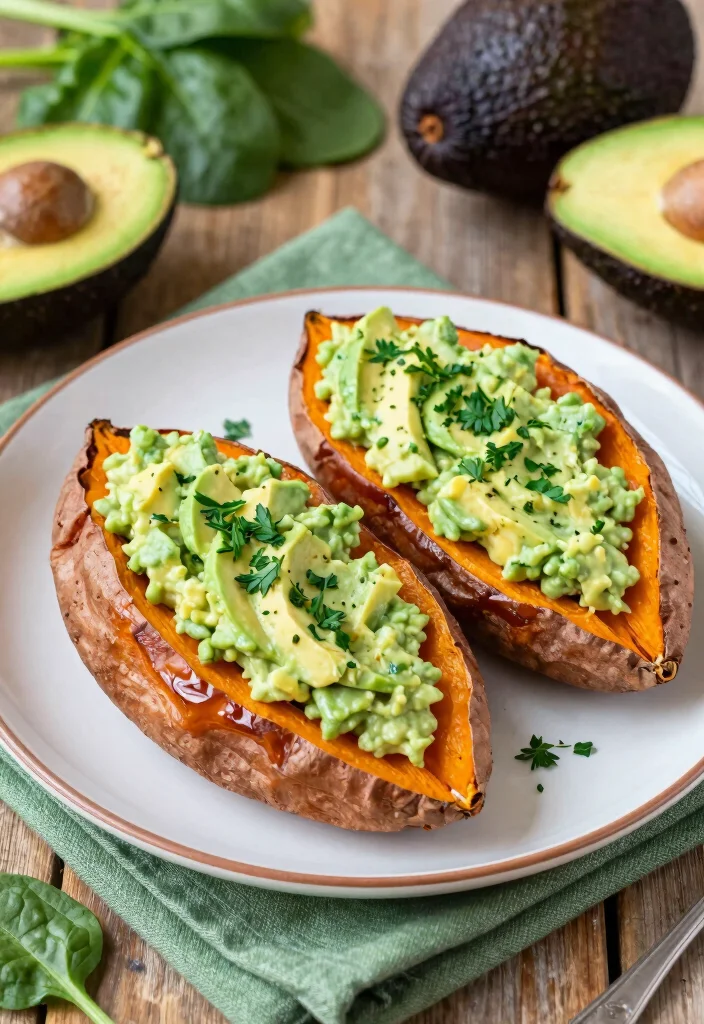 12 Avocado Dinner Recipes for Creamy Savory Dishes 67 12 Avocado Dinner Recipes for Creamy Savory Dishes - 7. Avocado and Spinach Stuffed Sweet Potatoes 1