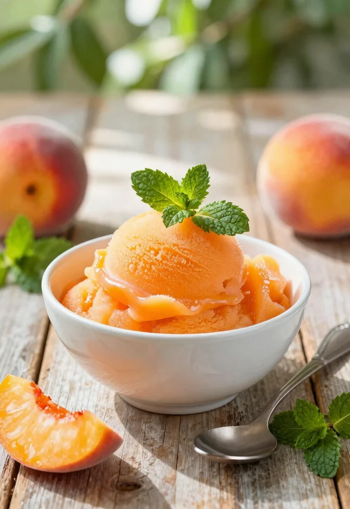12 Fruity Dessert Recipes for Fresh Naturally Sweet Treats - 4. Peach Sorbet with Mint 1