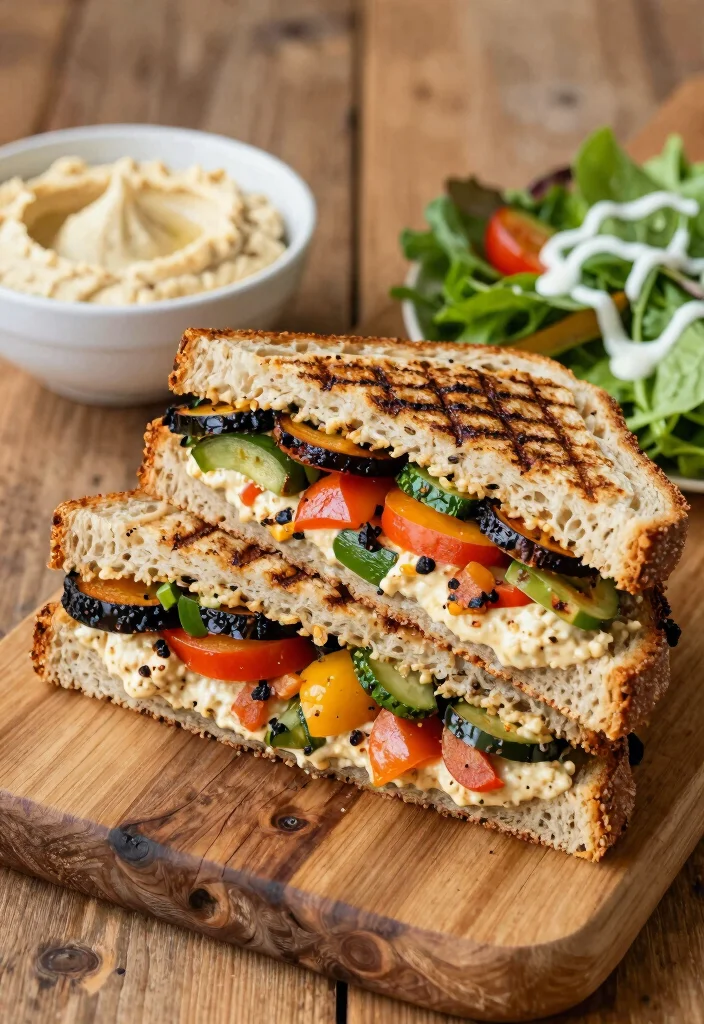 12 Healthy Lunch Recipes for Simple Balanced Eating - 10. Grilled Vegetable & Hummus Sandwich 1