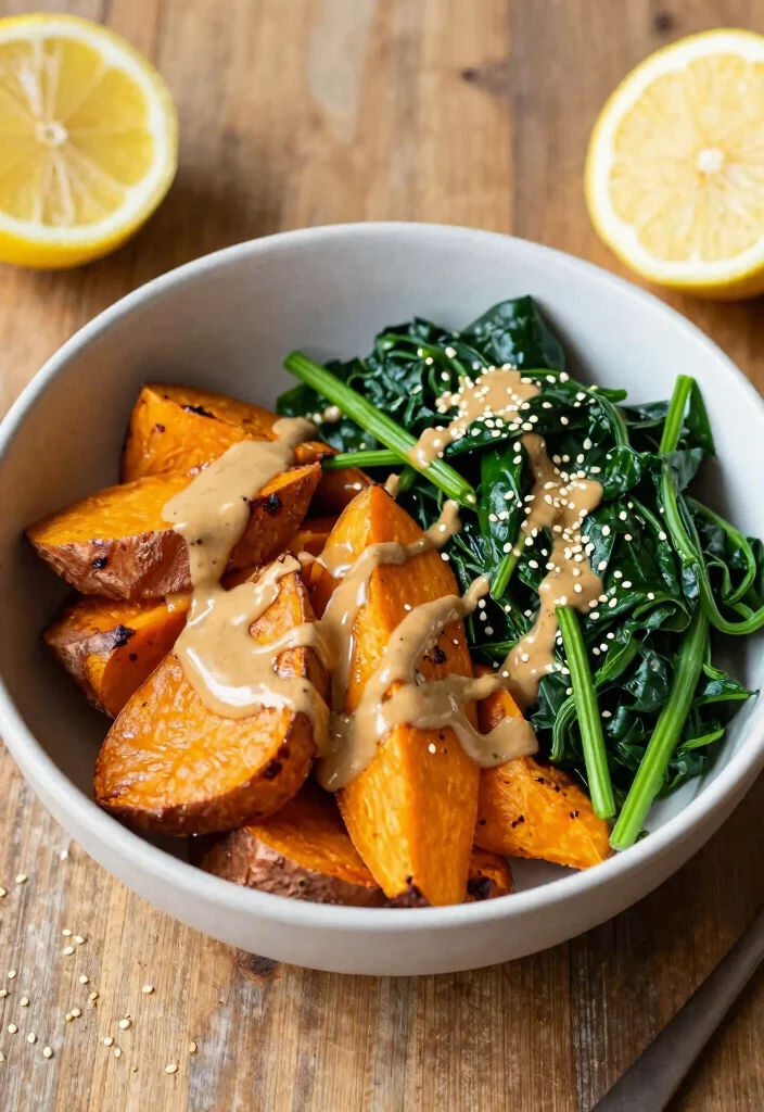 12 Healthy Lunch Recipes for Simple Balanced Eating - 3. Sweet Potato & Spinach Bowl 1