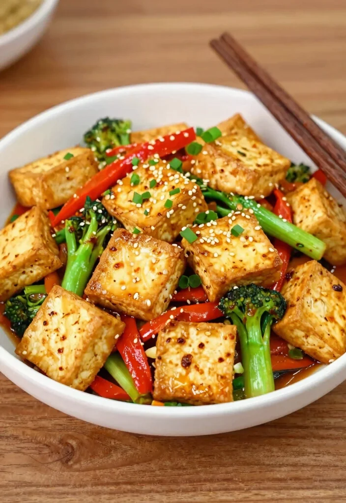 12 Healthy Lunch Recipes for Simple Balanced Eating - 5. Spicy Tofu & Veggie Stir-Fry 1