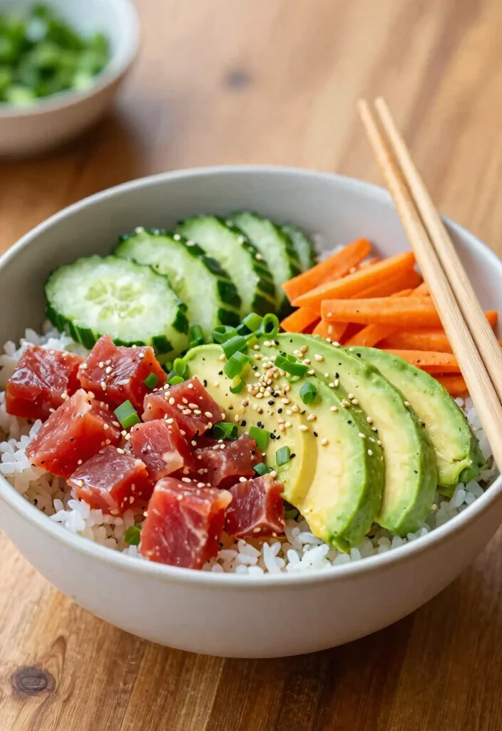 12 Healthy Pescatarian Recipes for Light Protein Rich Meals 23 12 Healthy Pescatarian Recipes for Light Protein Rich Meals - 3. Spicy Tuna Poke Bowl 1