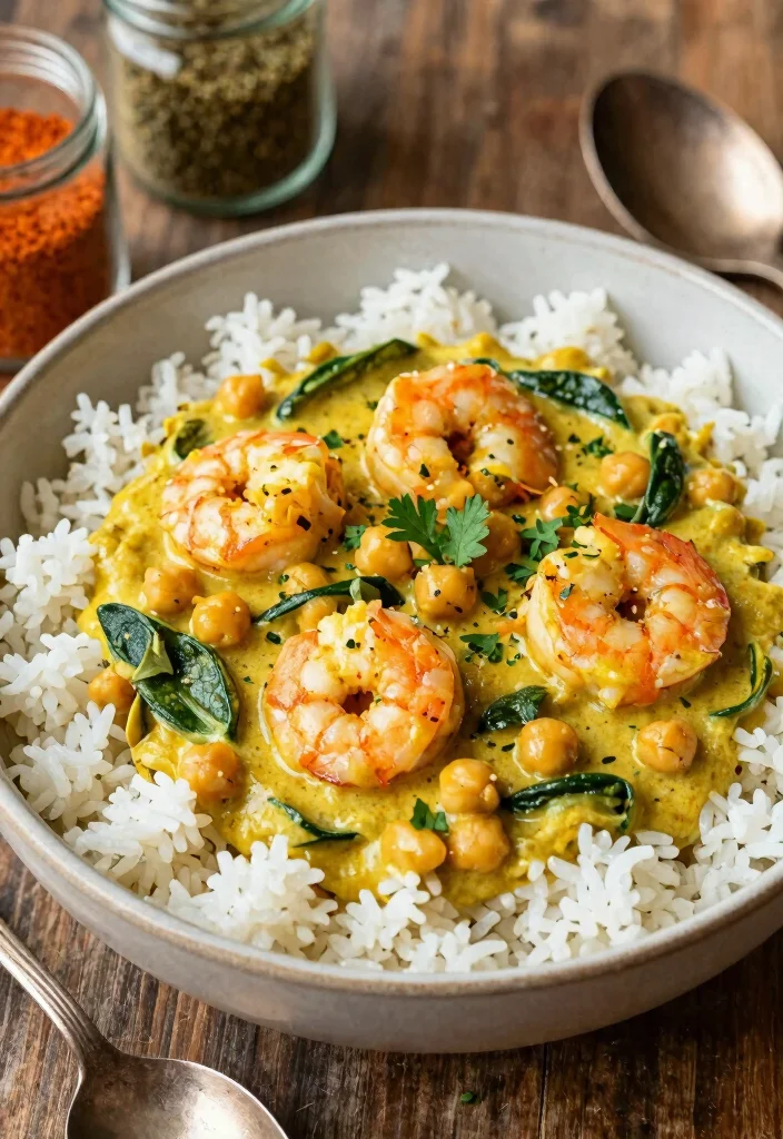 12 Healthy Pescatarian Recipes for Light Protein Rich Meals 56 12 Healthy Pescatarian Recipes for Light Protein Rich Meals - 6. Chickpea and Spinach Coconut Curry with Prawns 1