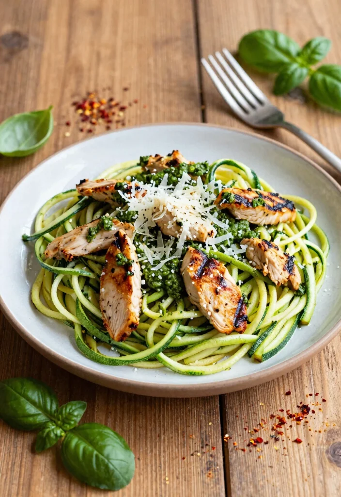 12 Keto Clean Eating Recipes for Simple Low Carb Meals - 1. Zucchini Noodles with Pesto Chicken 1