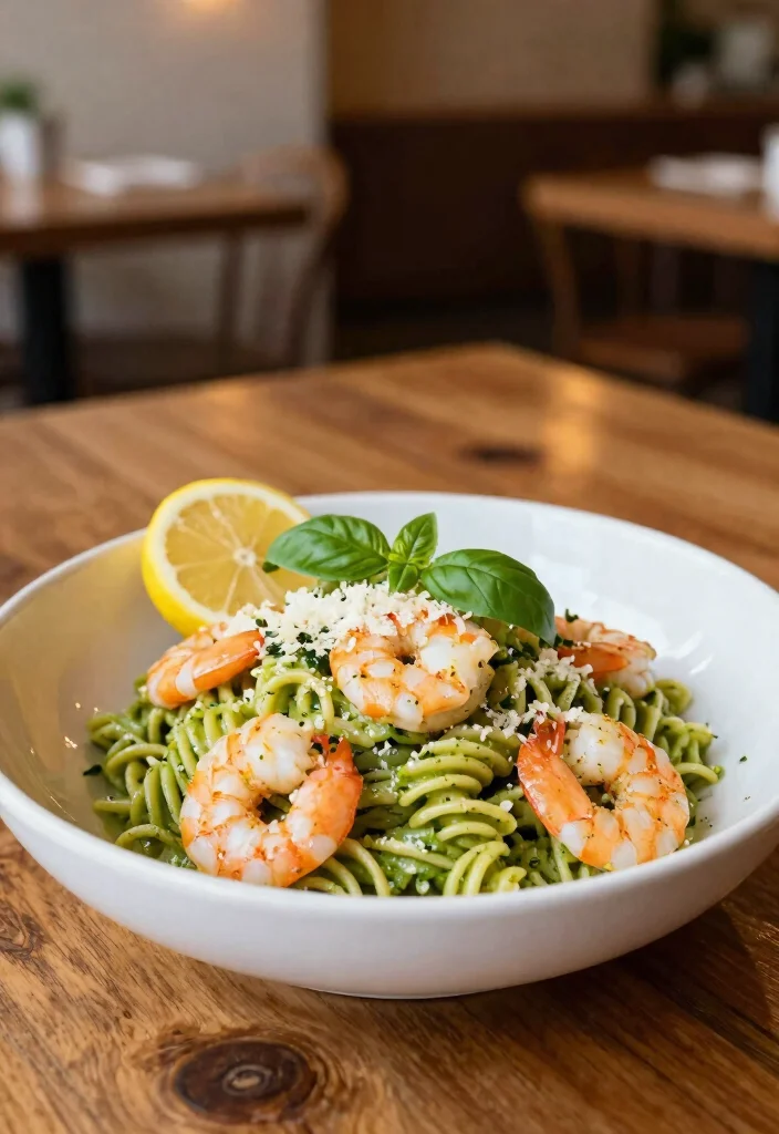 12 Lemon Dinner Recipes with Bright Fresh Flavor - 7. Lemon Pesto Pasta with Shrimp 1