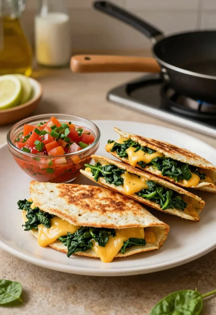 12 Simple Family Dinner Recipes Everyone Will Enjoy - 11. Quick Spinach and Cheese Quesadillas 1